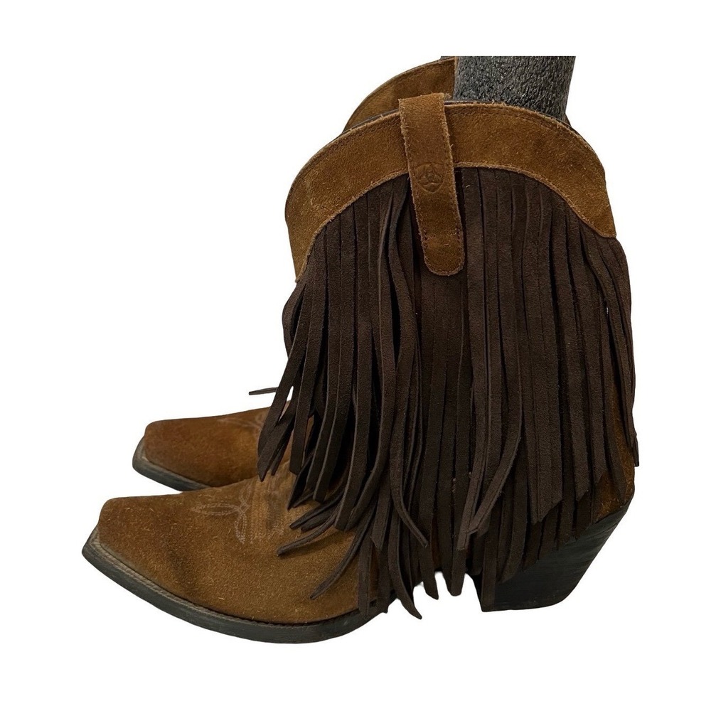 Ariat Unbridled Roper Brown Suede Fringe Western Boots 10016350 Mens 9.5B